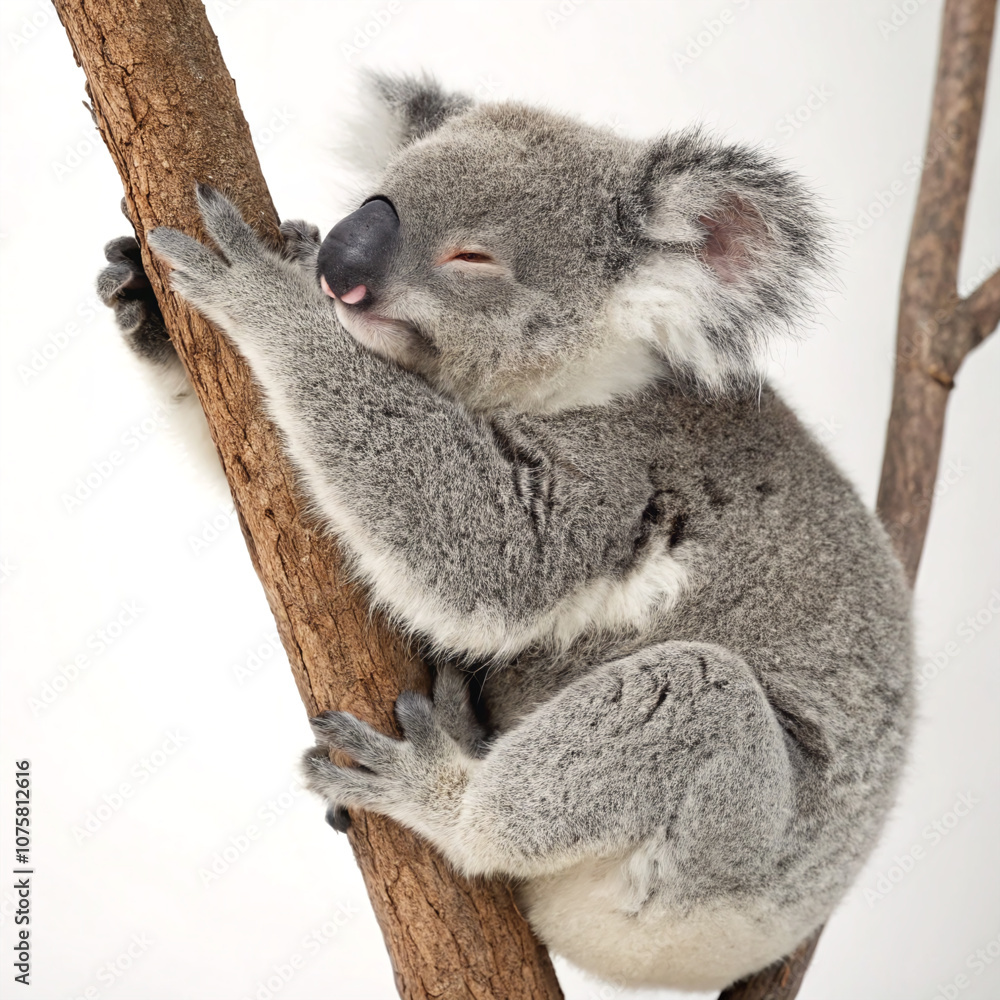 Naklejka premium Koala Napping on a Tree Branch