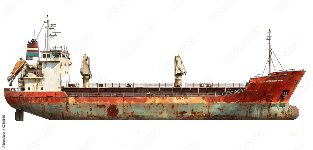 Fototapeta premium Sea cargo vessel depicted in a high-resolution icon, suitable for maritime themes.