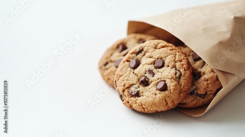 Chocolate Chip Cookies in a Brown Paper Bag