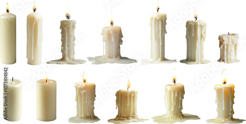 burning candle isolated on white background
