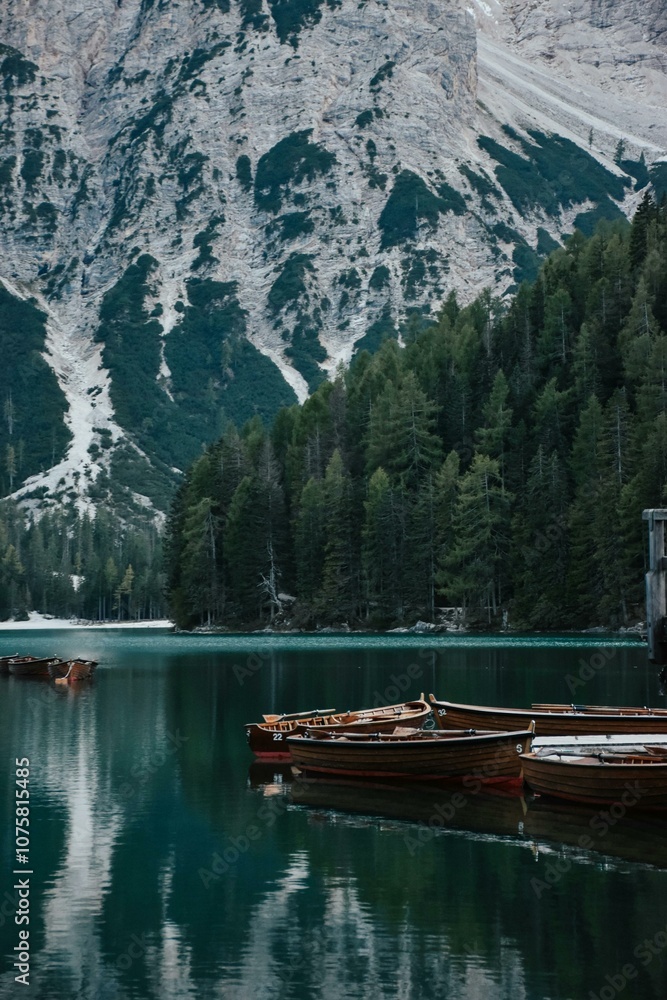 Fototapeta premium snow mountains and lake scenery