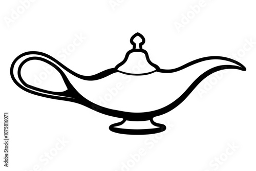 genie lamp silhouette isolated on white background