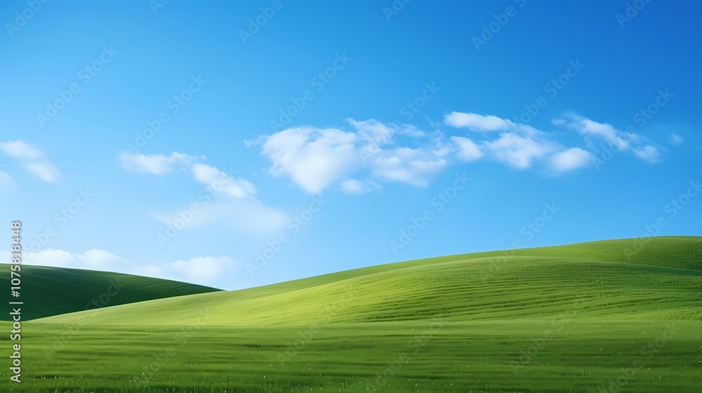 Fototapeta premium digital technology blue sky grass landscape poster background with generative