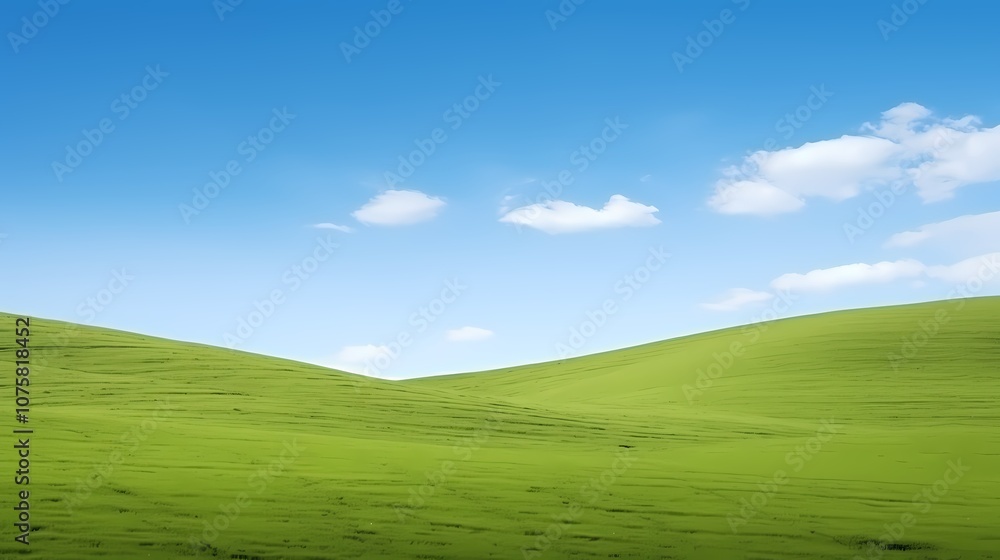 Fototapeta premium digital technology blue sky grass landscape poster background with generative