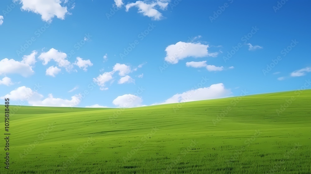 Fototapeta premium digital technology blue sky grass landscape poster background with generative