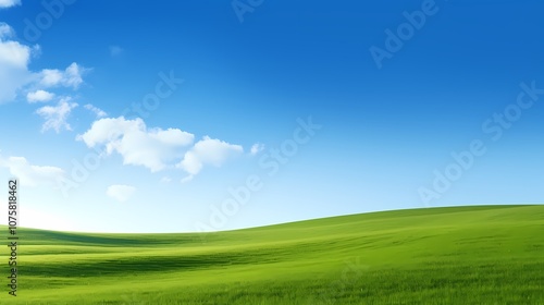 digital technology blue sky grass landscape poster background with generative