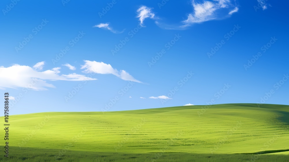 Fototapeta premium digital technology blue sky grass landscape poster background with generative