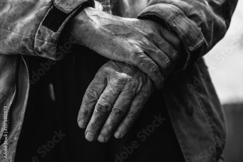 Man's hands in machine motor oil.Working dirty hands of a mechanic.