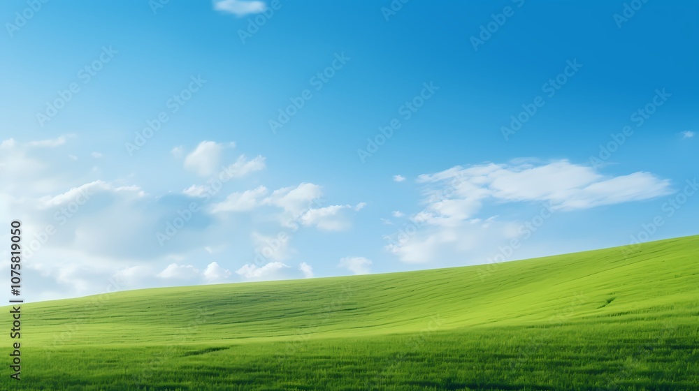 Fototapeta premium digital technology blue sky grass landscape poster background with generative
