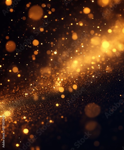 Abstract golden bokeh lights on dark background