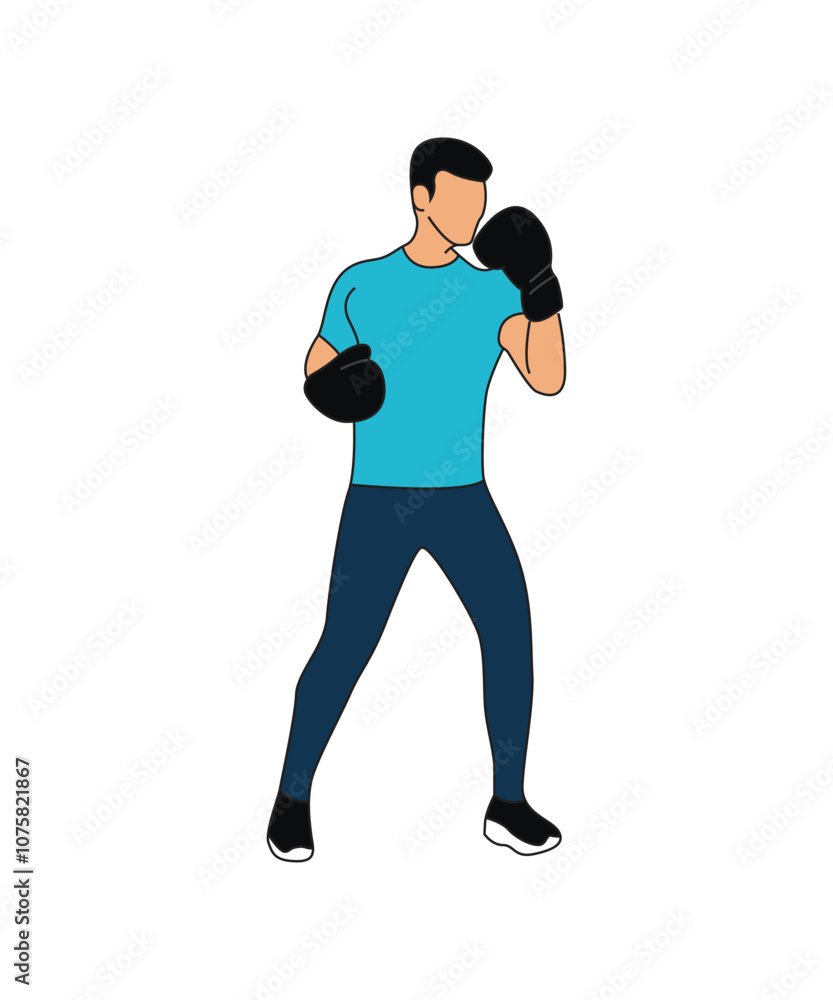 Fitness man sport activity in boxing workout vector illustration Fitness man sport activity in boxing workout vector illustration