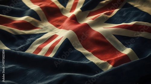 Close-up of a Waving Union Jack Flag photo