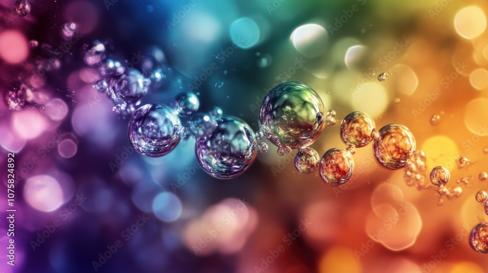 Liquid bubbles in rainbow-like colors with a glossy, glassy finish