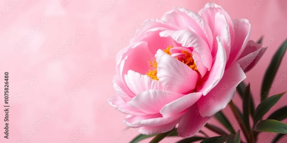 A delicate pink peony flower blooms against a backdrop of soft pink hues and pastel colors, adding a touch of elegance to the scene., garden flowers, botanical A delicate pink peony flower blooms against a backdrop of soft pink hues and pastel colors, adding a touch of elegance to the scene., garden flowers, botanical