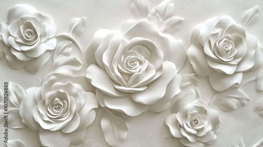 An elegant 3D rose flower pattern, intricately designed with delicate, lifelike petals and soft, flowing curves. The flowers are rendered in rich, vibrant colors, creating a sense of depth An elegant 3D rose flower pattern, intricately designed with delicate, lifelike petals and soft, flowing curves. The flowers are rendered in rich, vibrant colors, creating a sense of depth