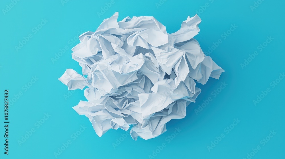 Crumpled Paper Ball on Blue Background Texture Abstract Minimalist Crumpled Paper Ball on Blue Background Texture Abstract Minimalist