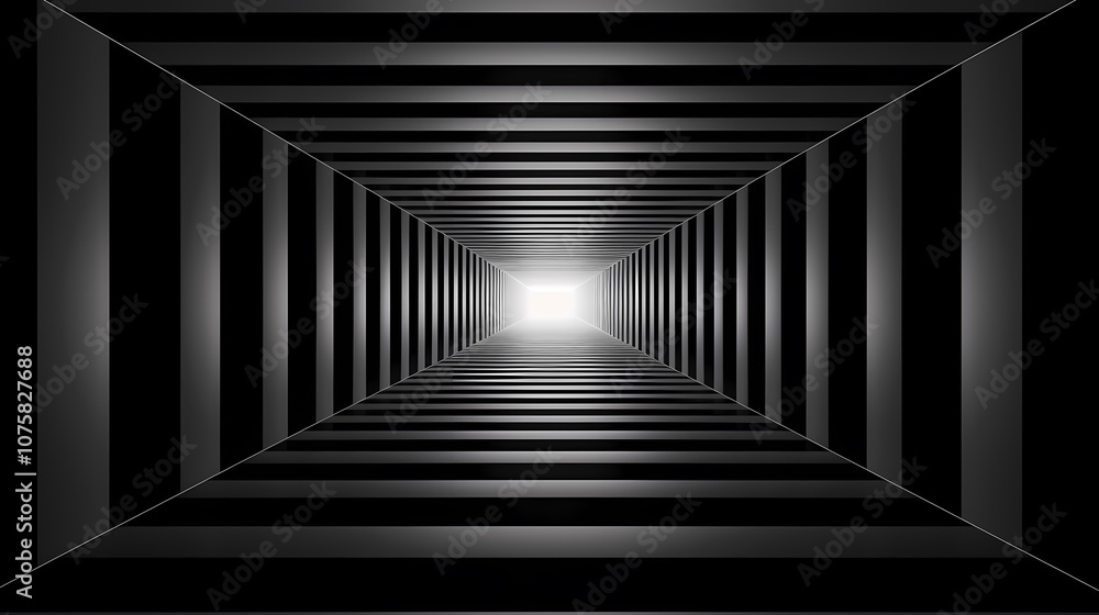 Fototapeta premium digital technology black and white square abstract geometric tunnel poster background