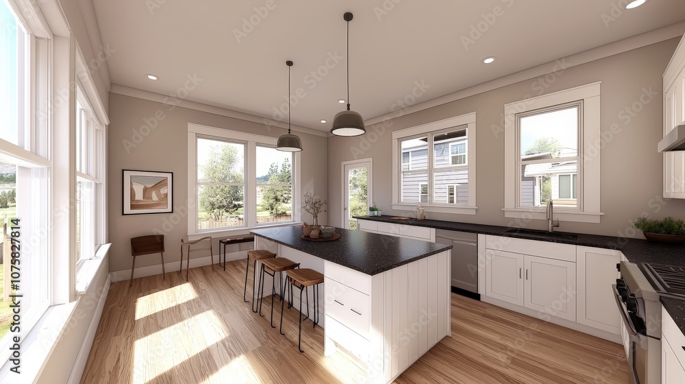 Modern Kitchen Design with White Cabinets and Black Countertops Modern Kitchen Design with White Cabinets and Black Countertops