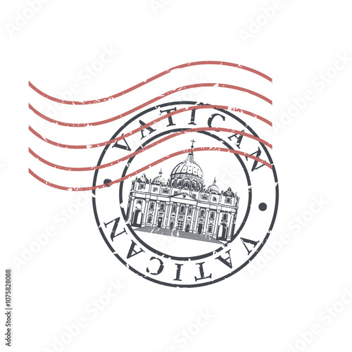 postal stamp with Saint Peters Basilica at Vatican isolated on white background