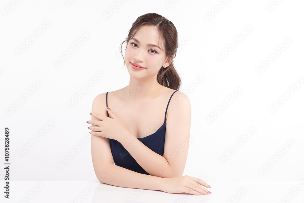 Beautiful young asian woman with clean fresh skin on white background, Face care, Facial treatment, Cosmetology, beauty and spa, Asian women portrait. Beautiful young asian woman with clean fresh skin on white background, Face care, Facial treatment, Cosmetology, beauty and spa, Asian women portrait.
