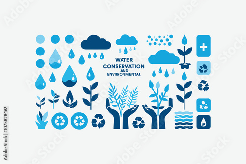 Concept of water saving tips icon infographic vector illustrations 