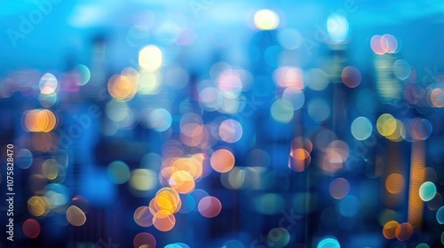 Abstract circular bokeh city blurred lights, AI generated image