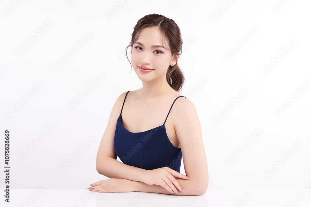 Beautiful young asian woman with clean fresh skin on white background, Face care, Facial treatment, Cosmetology, beauty and spa, Asian women portrait. Beautiful young asian woman with clean fresh skin on white background, Face care, Facial treatment, Cosmetology, beauty and spa, Asian women portrait.