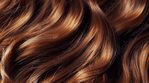 Shiny and wavy brown hair, AI generated image