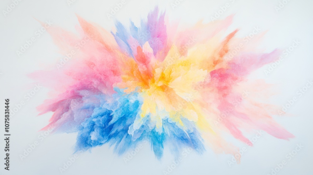 Colorful abstract explosion of pastel hues on white background, creative design concept Colorful abstract explosion of pastel hues on white background, creative design concept