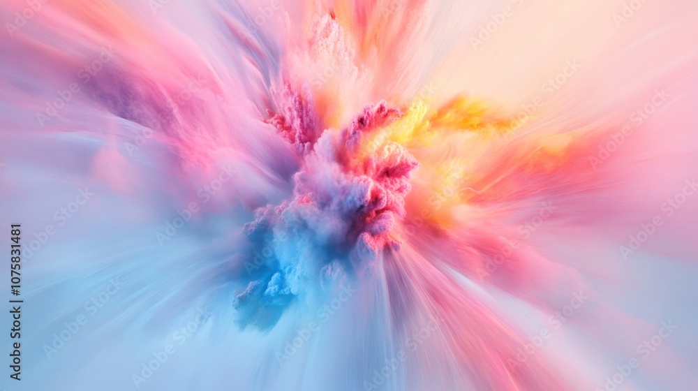 Obraz premium Colorful abstract cloud burst art with soft pastels