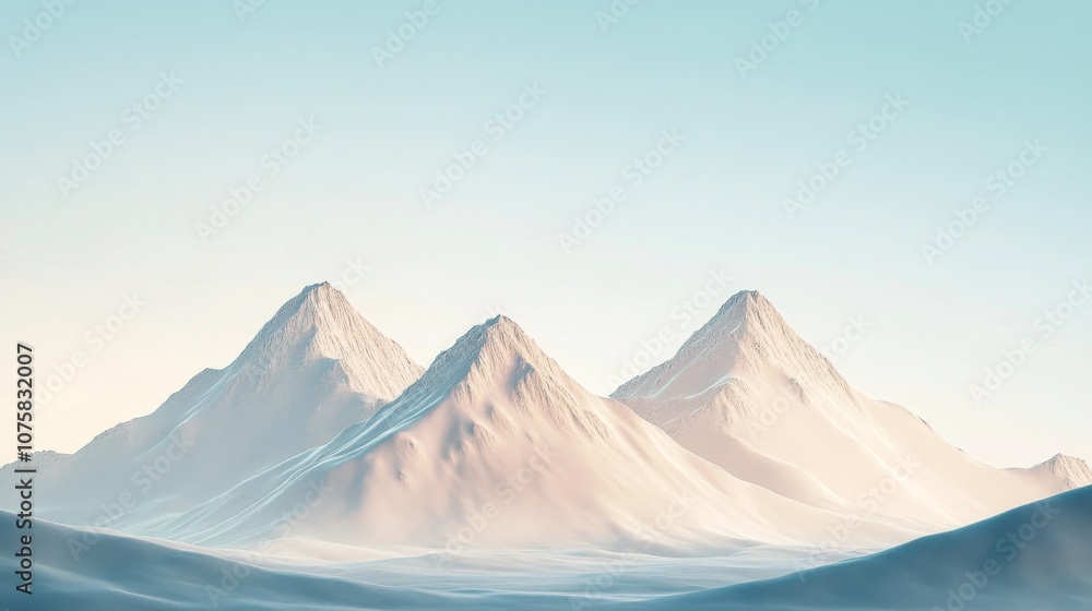 Snowy mountain peaks under clear blue sky, serene landscape. Tranquility and nature beauty concept Snowy mountain peaks under clear blue sky, serene landscape. Tranquility and nature beauty concept
