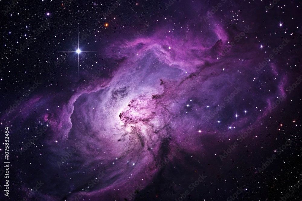 A majestic purple nebula floats in the vastness of space, its swirling clouds of gas and dust illuminated by a distant star's gentle glow, mystical, cosmos A majestic purple nebula floats in the vastness of space, its swirling clouds of gas and dust illuminated by a distant star's gentle glow, mystical, cosmos