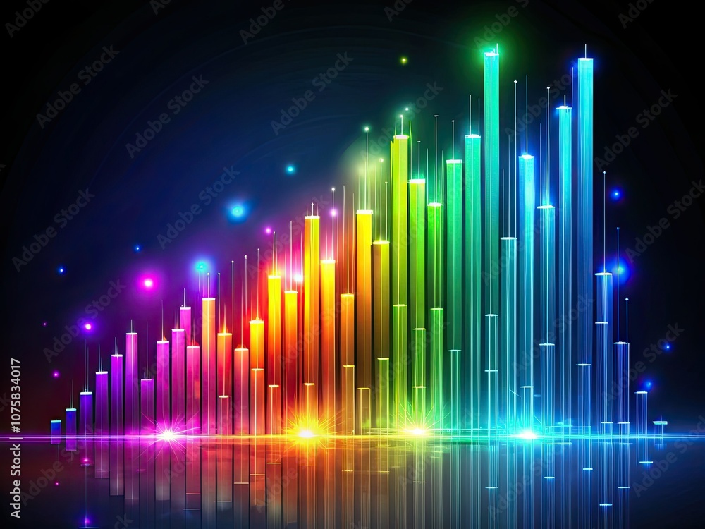 Abstract Digital Bar Graph Visualization Night Photography on White Background, Data Analytics, Business Growth Concept, Technology Trends, Creative Design, Modern Art, Graphic Representation Abstract Digital Bar Graph Visualization Night Photography on White Background, Data Analytics, Business Growth Concept, Technology Trends, Creative Design, Modern Art, Graphic Representation