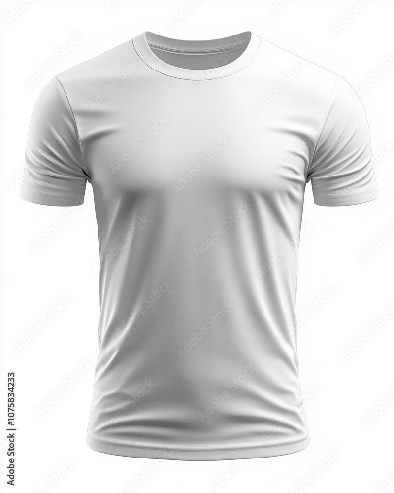 Realistic 3D rendering of a plain white t-shirt on a white background Realistic 3D rendering of a plain white t-shirt on a white background