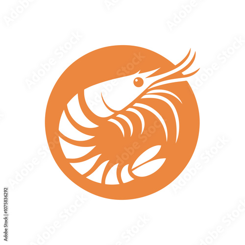 Shrimp logo. Black and white shrimp vector icon
