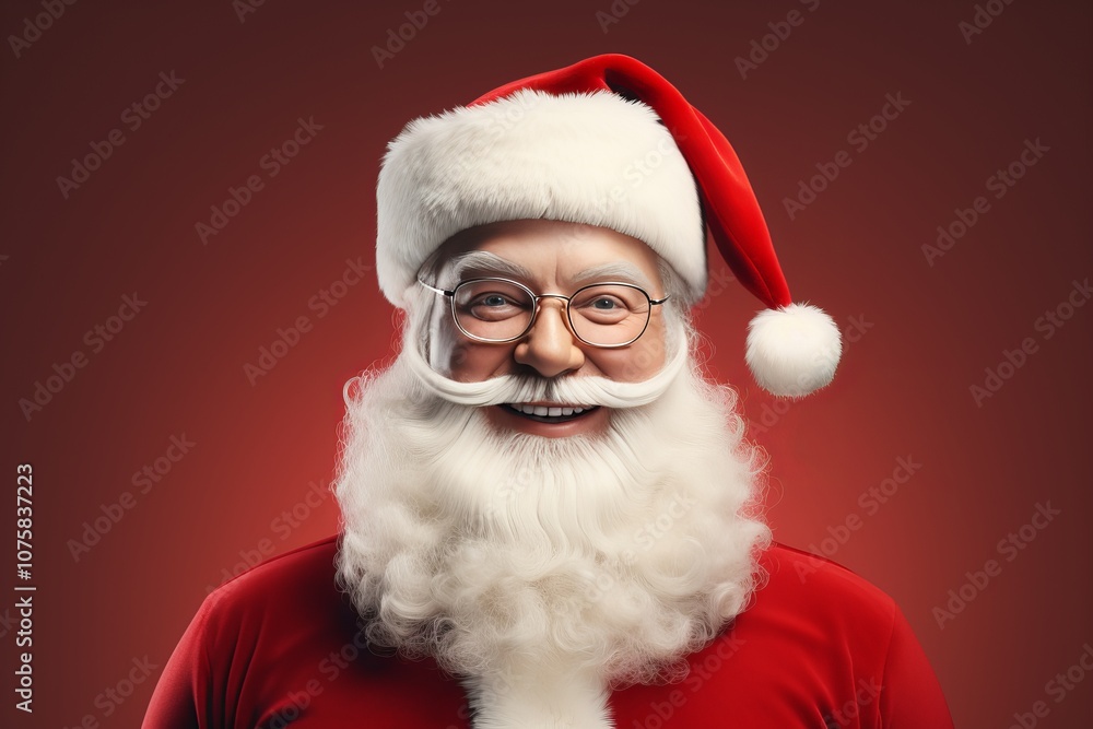 Jolly figure in a red costume celebrates the holiday spirit with a warm smile. Generative AI Jolly figure in a red costume celebrates the holiday spirit with a warm smile. Generative AI