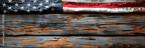 American Flag on Wooden Background for Patriotic Holidays and Observances photo