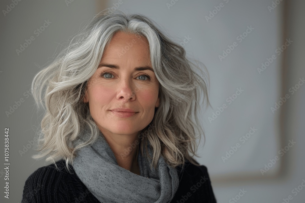 portrait of joyful senior woman with gray hair laughing portrait of joyful senior woman with gray hair laughing