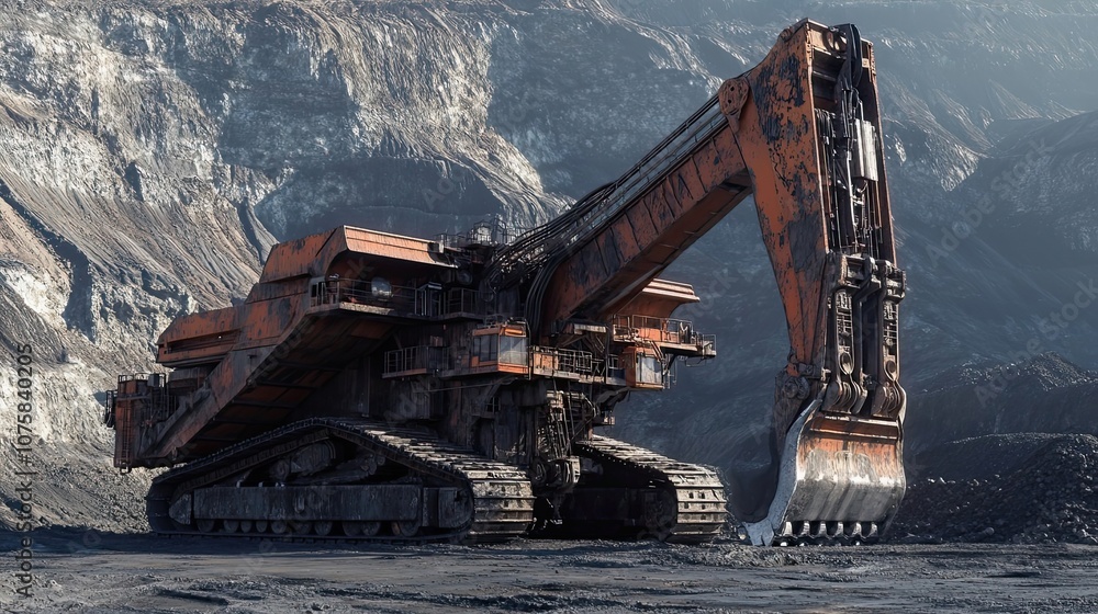 Large Excavator in a Coal Mining Operation Large Excavator in a Coal Mining Operation