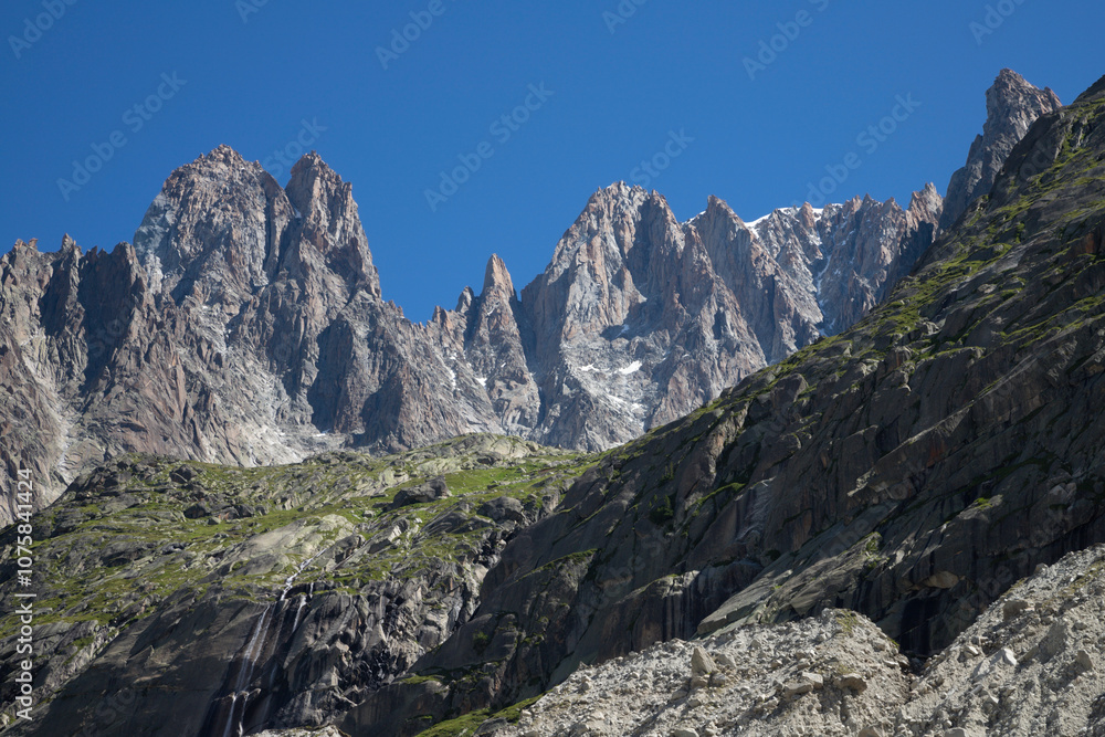 Obraz premium The Aiguile du Verte massif from glacier Mer de Glace