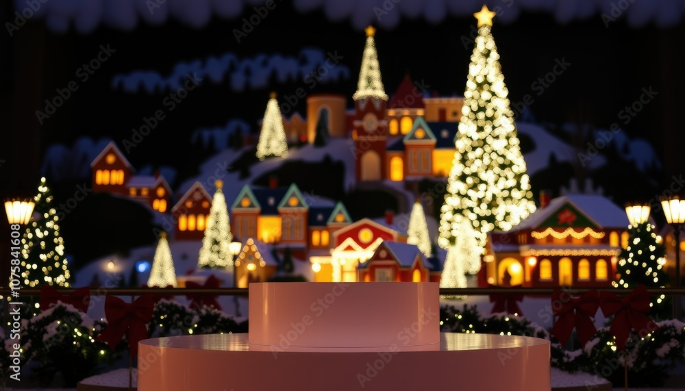 Fototapeta premium Festive Christmas Village Display