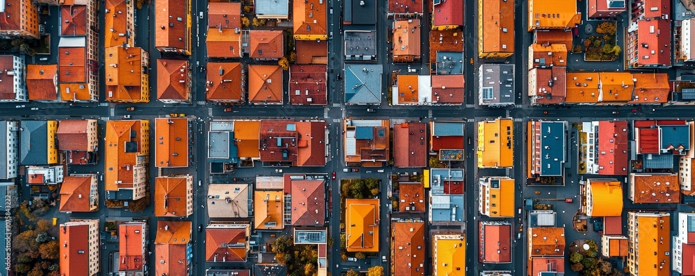 Urban Development Blueprint: Aerial View of City Infrastructure with Utilities Grids Urban Development Blueprint: Aerial View of City Infrastructure with Utilities Grids