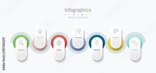 Infographic 7 options design elements for your business data. Vector Illustration.