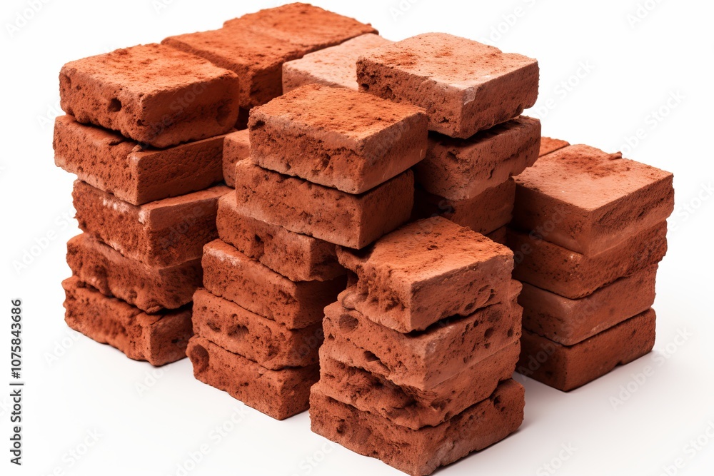Stacks of weathered clay bricks arranged thoughtfully for artistic building projects. Generative AI Stacks of weathered clay bricks arranged thoughtfully for artistic building projects. Generative AI
