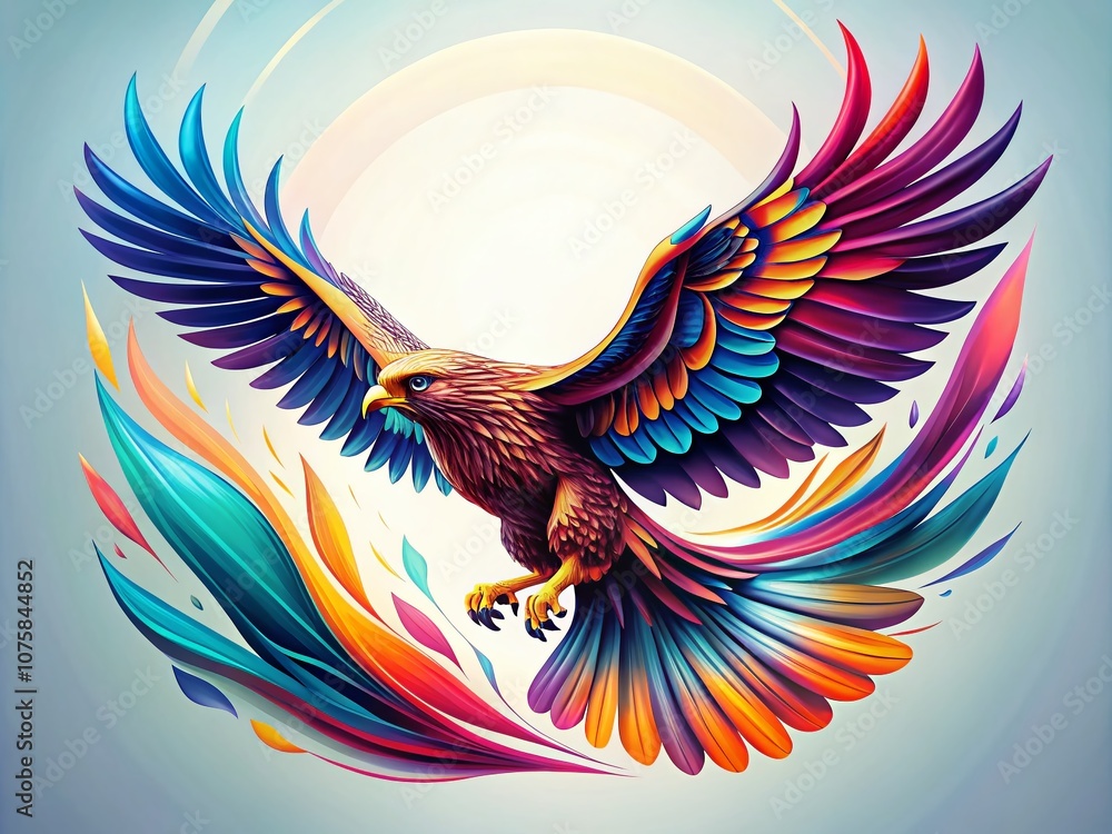 Obraz premium Abstract Flying High Falcon Eagle Hawk Logo Design Template Inspiration for Modern Branding and Fashion Photography