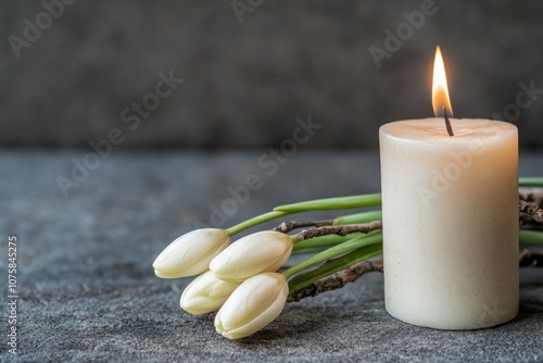 Imbolc celebration, banner design for St. Brigid's Day, featuring elements of tradition, renewal, copy space to convey messages of hope, light, and the arrival of springtime blessings. photo