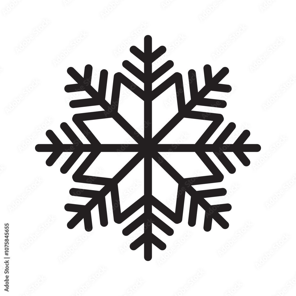 Snowflake icon. Winter symbol vector. Frosty geometric shape. Seasonal decoration illustration.