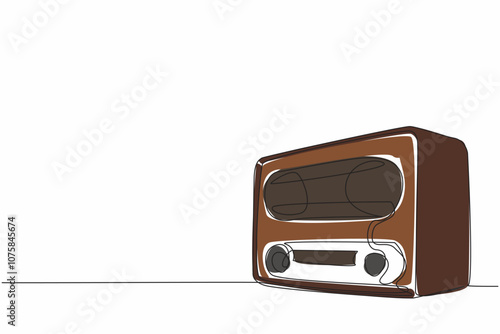 Single one line drawing a vintage or retro radio sits on table. The timeless appeal of radio. Connecting people and shape culture. Classic. World Radio Day. Continuous line design graphic illustration