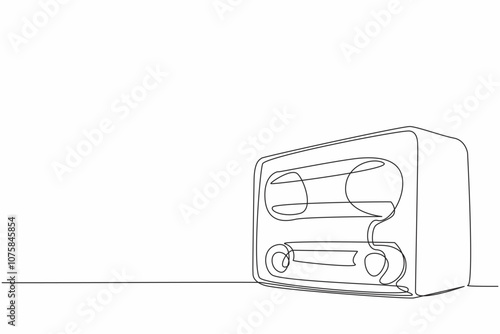 Single one line drawing a vintage or retro radio sits on table. The timeless appeal of radio. Connecting people and shape culture. Classic. World Radio Day. Continuous line design graphic illustration