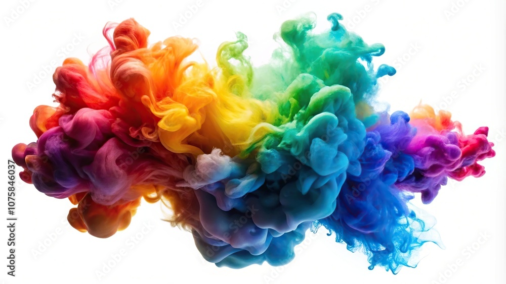 Fototapeta premium Colorful cloud of ink in water isolated on white background abstract background wide-angle